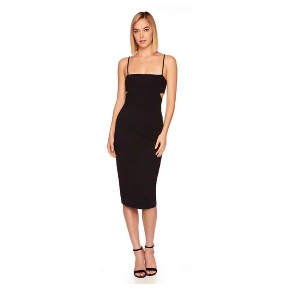 Susana Monaco Cutout Strap Solid Dress in Black Size S